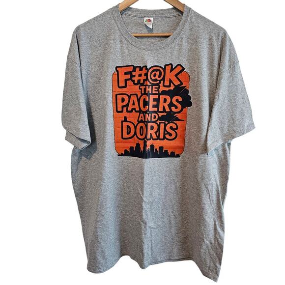 NBA Oklahoma City Thunder Basketball T-shirt Mens XL Gray F#@K Pacers and Doris - Picture 1 of 8